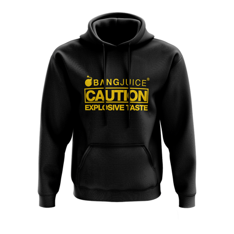 Bang Juice Hoodie Yellow Print Caution Stripes - Merchandise