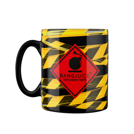 Bang Juice - Tasse / Kaffeebecher - schwarz - Absperrband-Design